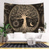 Tree of Life Tapestry Gloden Sun and Moon Wall Hanging Tapestry